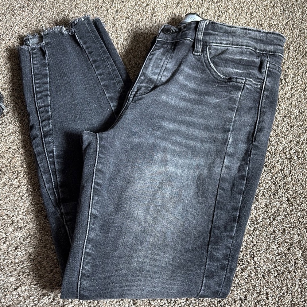 Vervet Amber Mid-Rise Ankle Skinny Uneven Panel Jeans